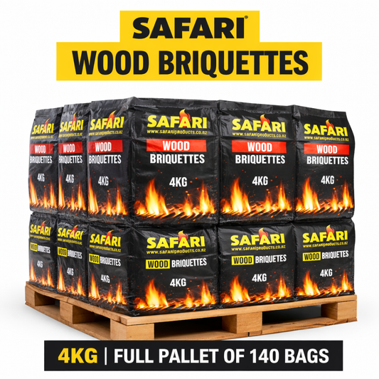 Safari Wood Briquettes - 4kg (Full pallet of 140 bags)