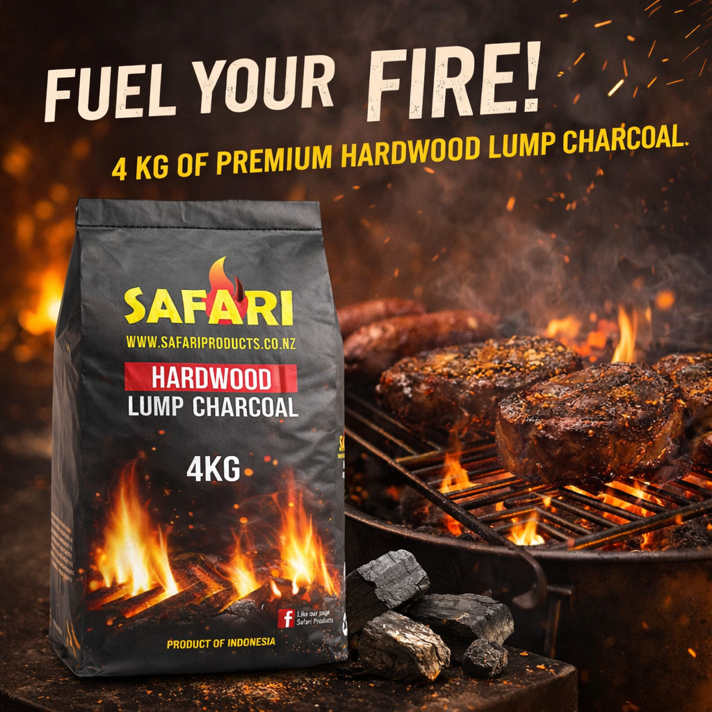 Safari Hardwood Lump Charcoal 4kg retail bag for braai and BBQ grilling