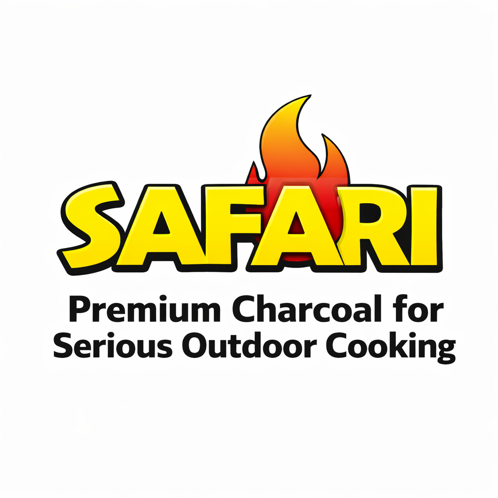 Safari Premium Charcoal logo with a flame graphic on a white background